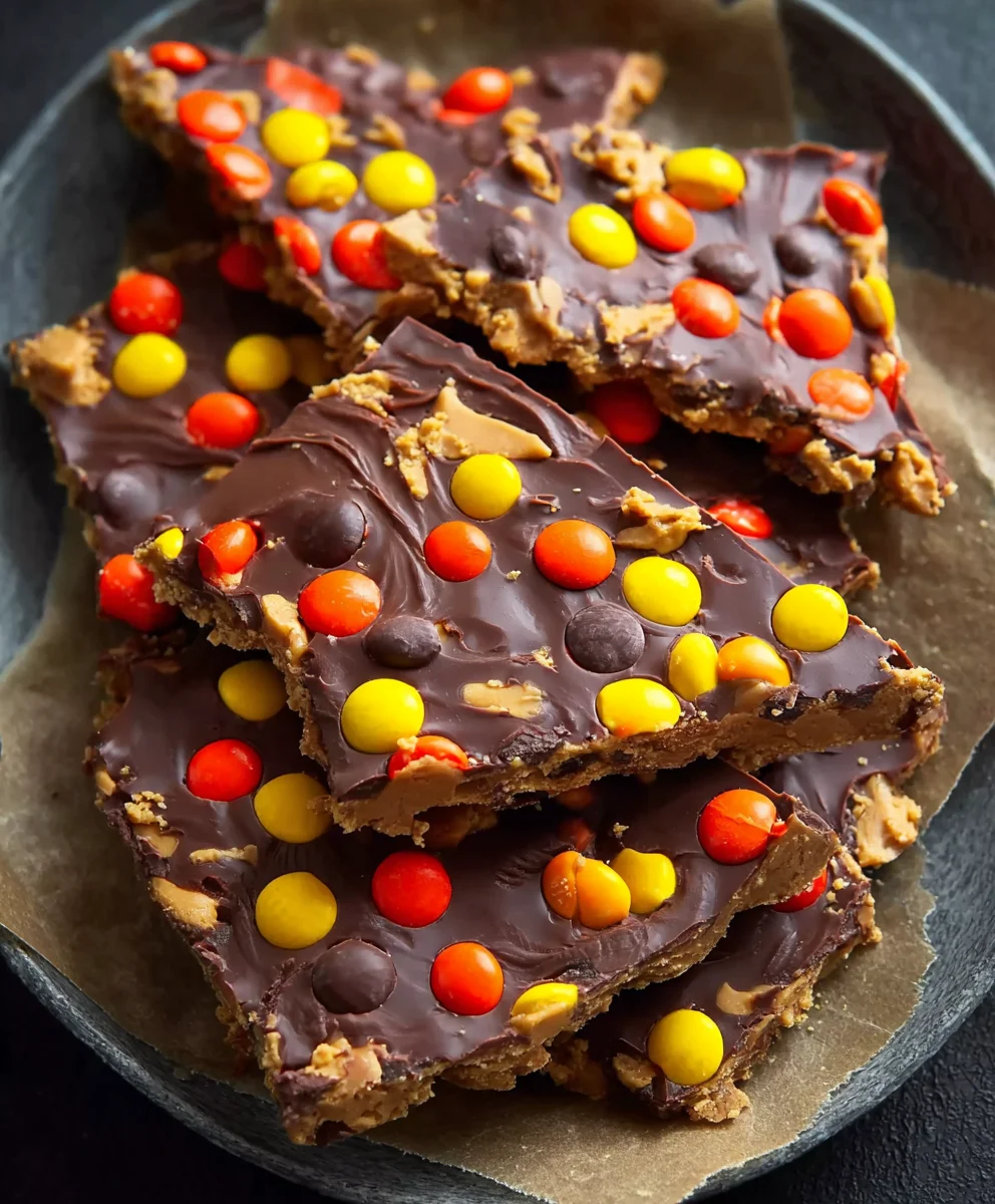 Reese's Pieces Peanut Butter Bark-Easy Holiday Treat
