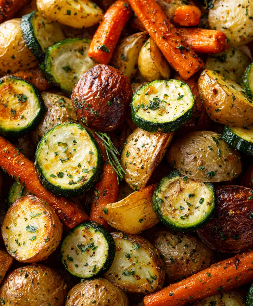 Garlic Herb Roasted Potatoes Carrots Zucchini