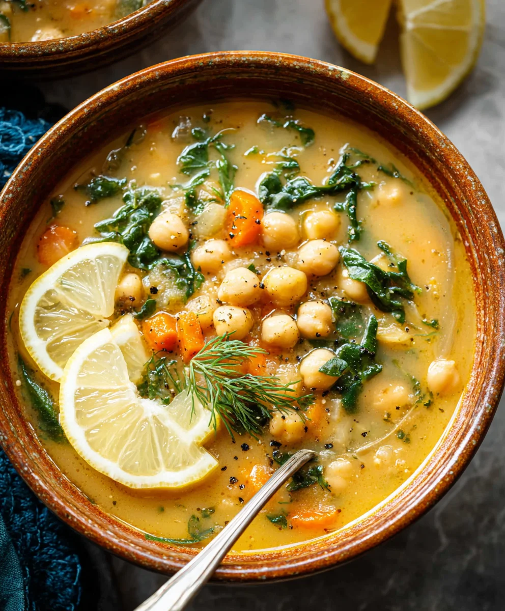 Lemony Greek Chickpea Soup- Flavorful & Fresh Recipe