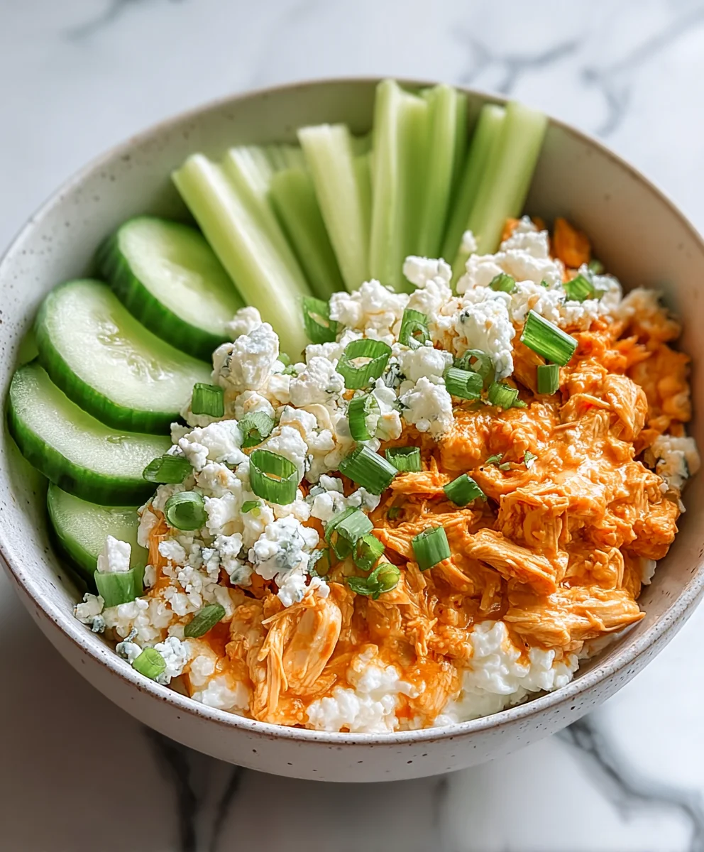 Buffalo Chicken Cottage Cheese Bowl- Healthy & Easy