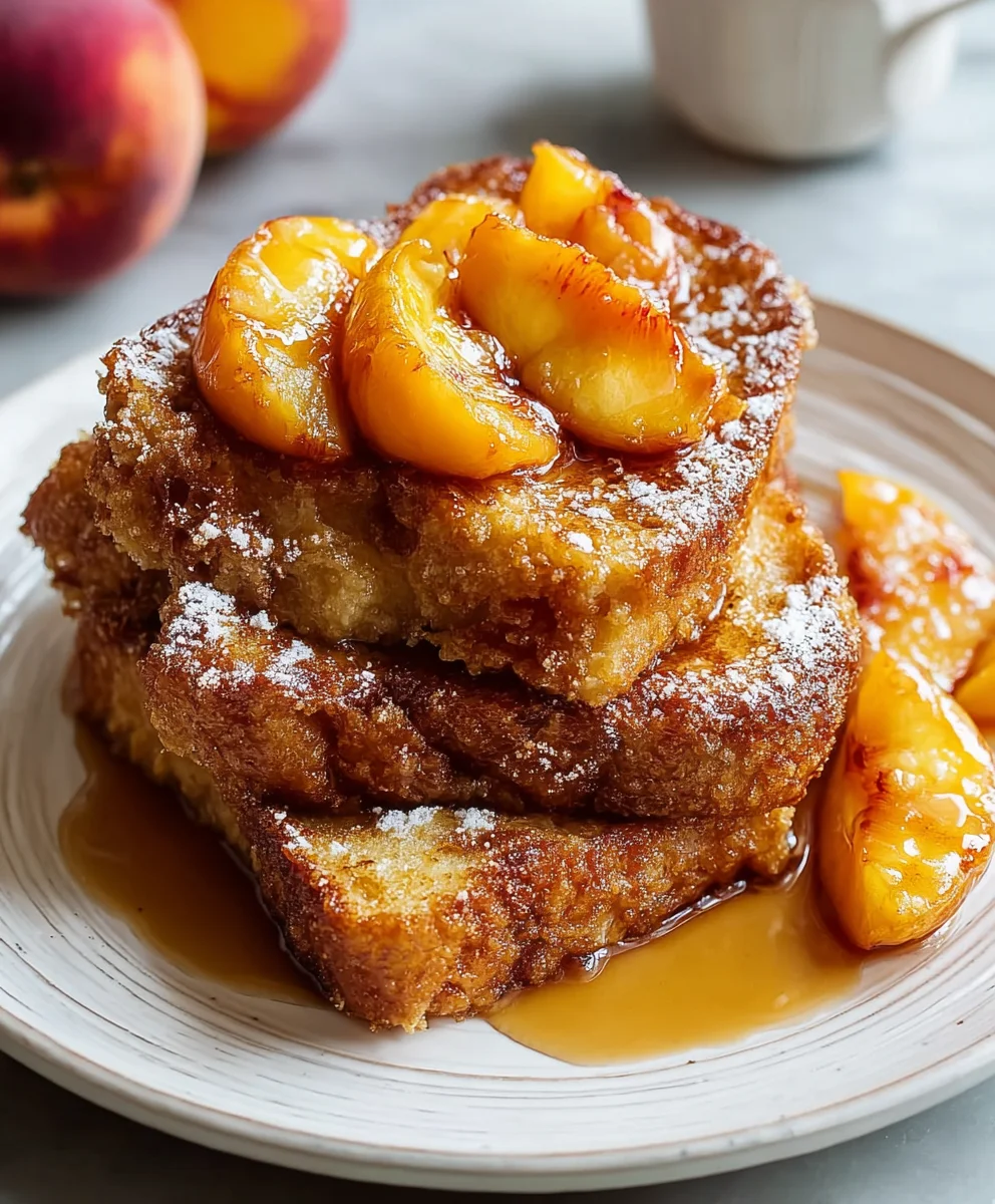 Easy Peach Cobbler French Toast - Brunch Favorite