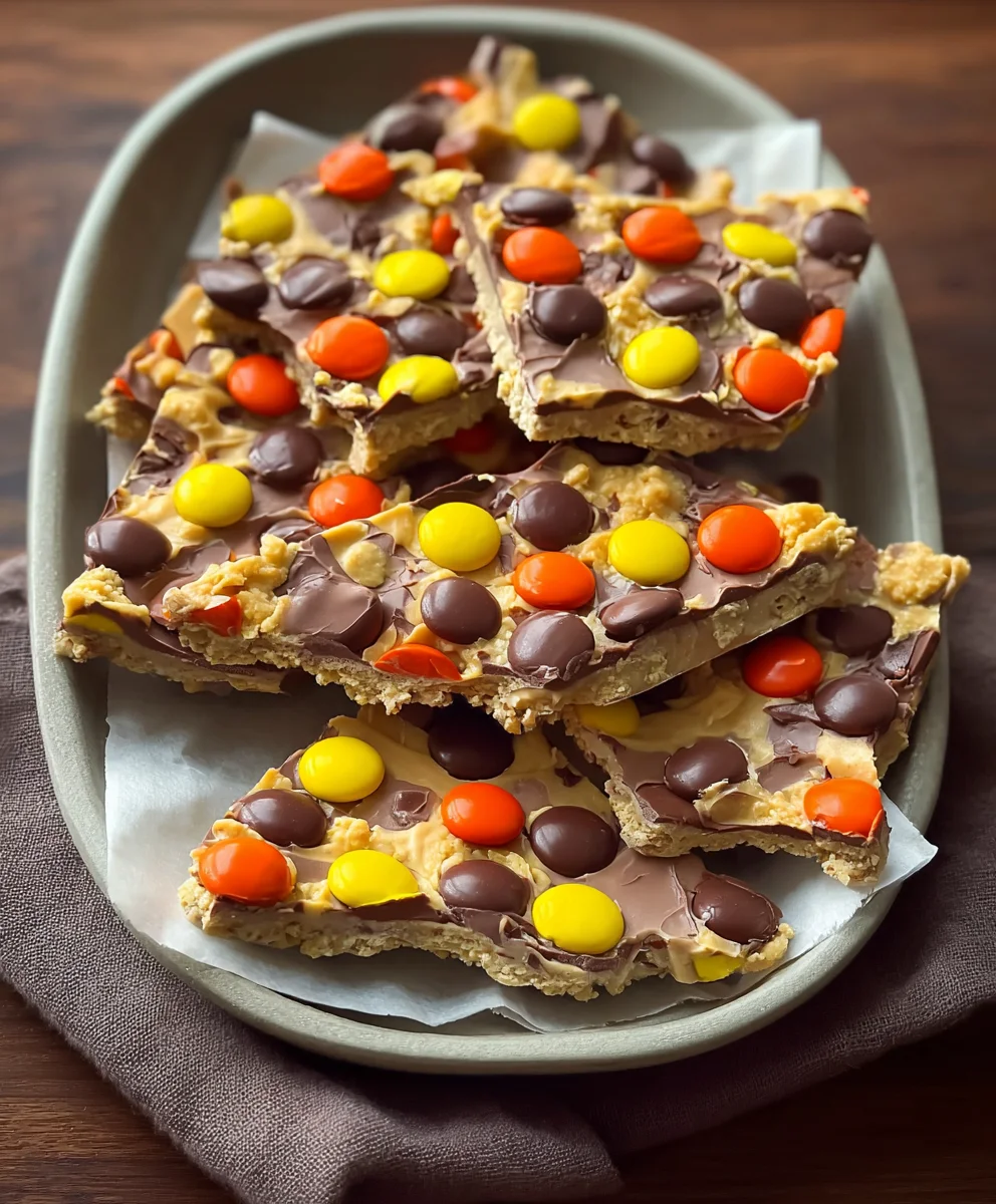 Reese's Pieces Peanut Butter Bark-Easy Holiday Treat