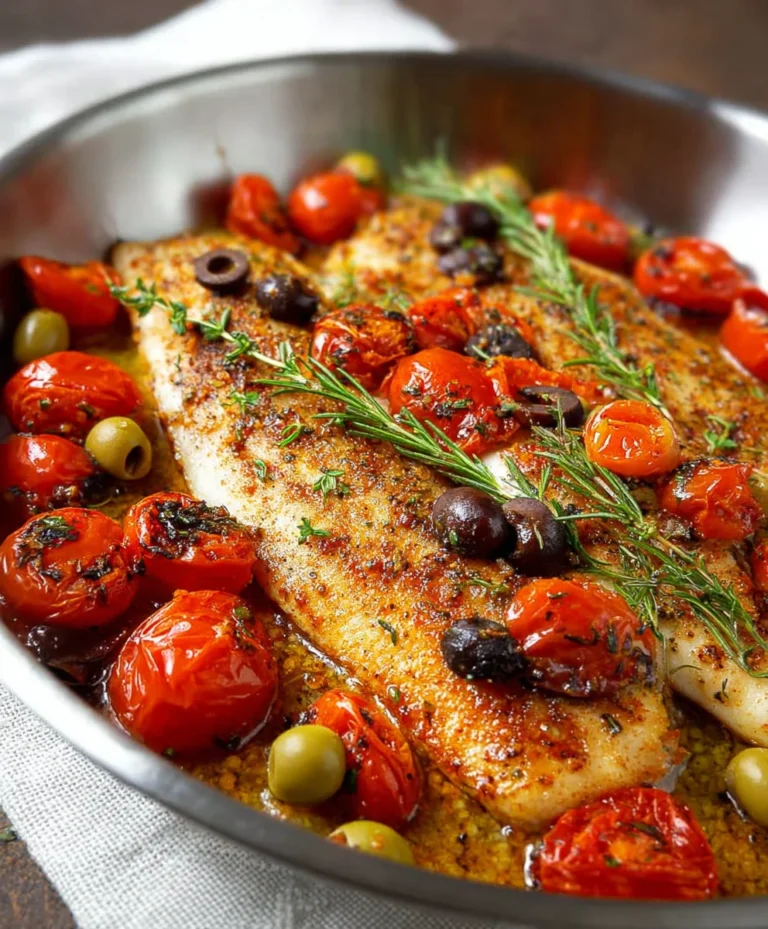 Easy Baked Fish Cherry Tomatoes Olives Recipe