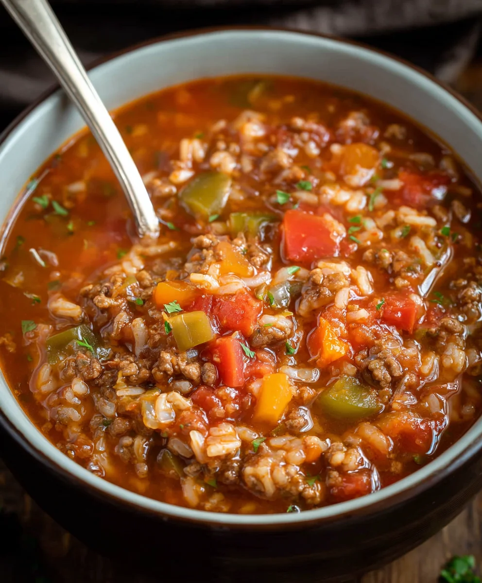 Hearty Stuffed Pepper Soup Recipe-Flavorful & Easy