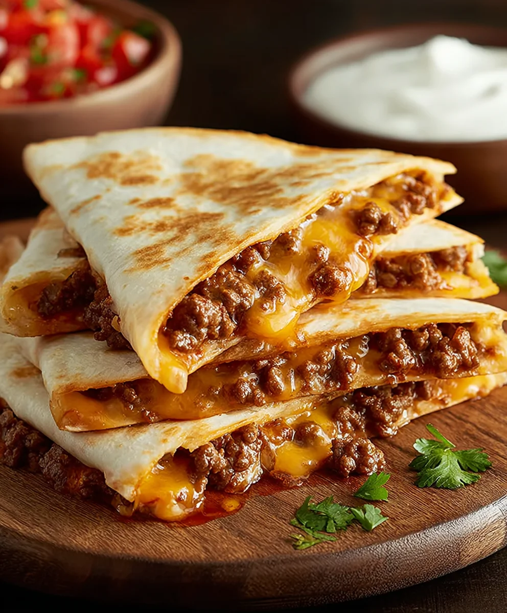 Easy Cheesy Ground Beef Quesadillas - Quick Recipe