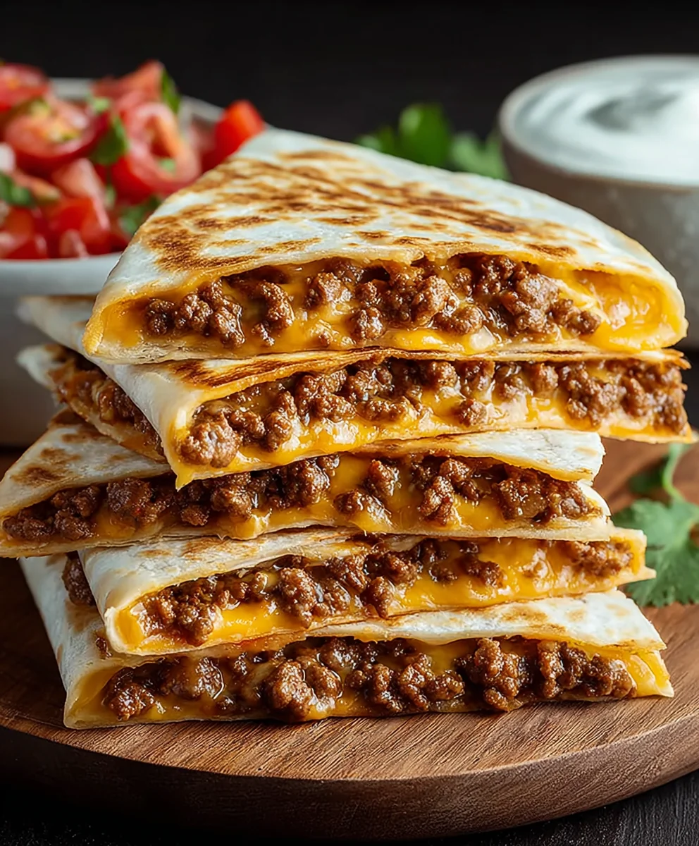 Easy Cheesy Ground Beef Quesadillas - Quick Recipe