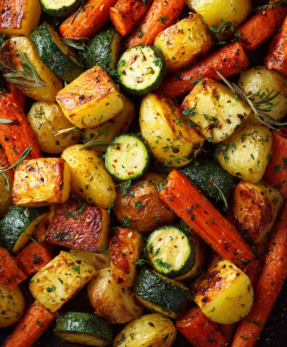 Garlic Herb Roasted Potatoes Carrots Zucchini