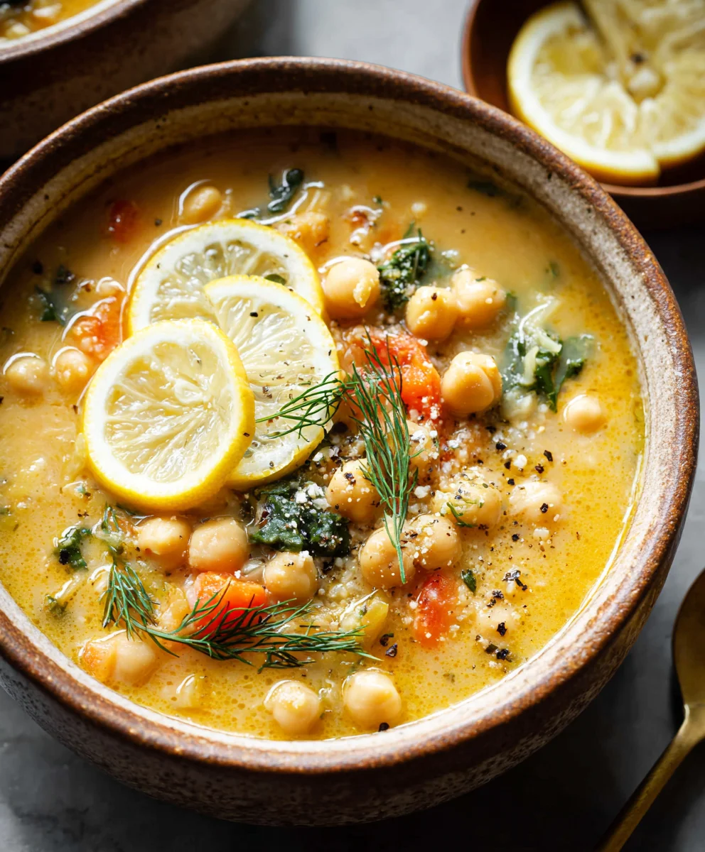 Lemony Greek Chickpea Soup- Flavorful & Fresh Recipe