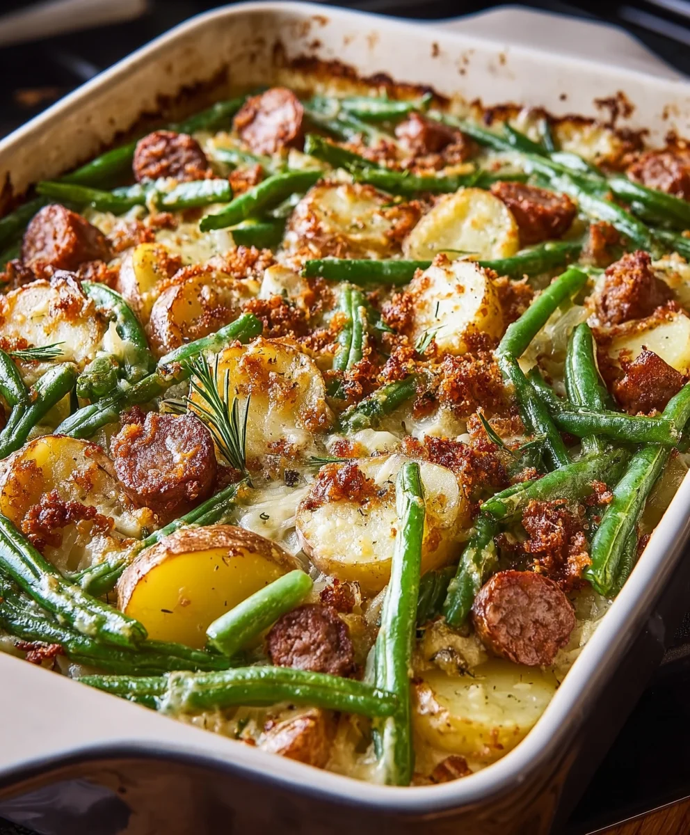 Beef Sausage Green Bean Potato Casserole Easy Dinner