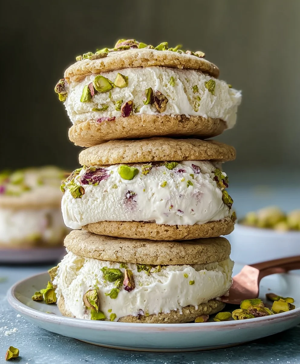 Pistachio Cookie Ice Cream Sandwiches Delight
