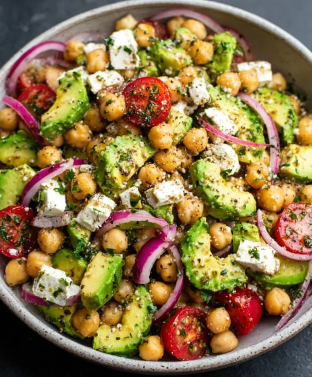 Chickpea Feta Avocado Salad - Quick & Healthy Meal