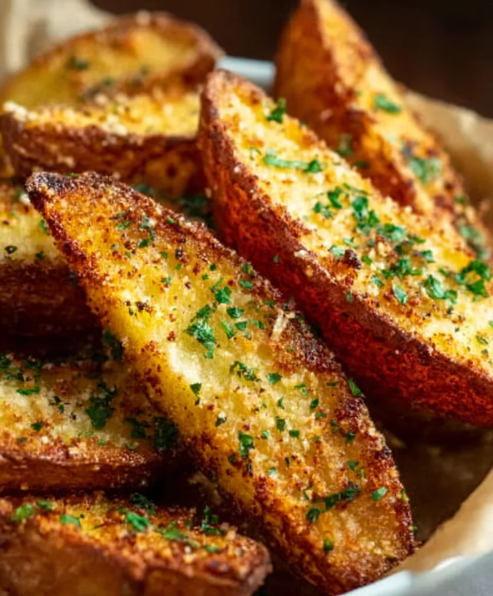 Crispy Baked Garlic Parmesan Potato Wedges