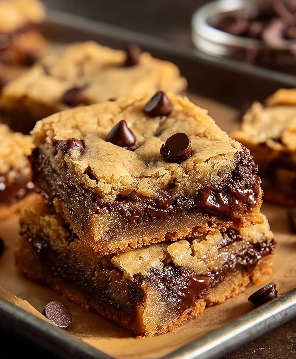 Gooey Chocolate Chip Cookie Bars-Easy Recipe