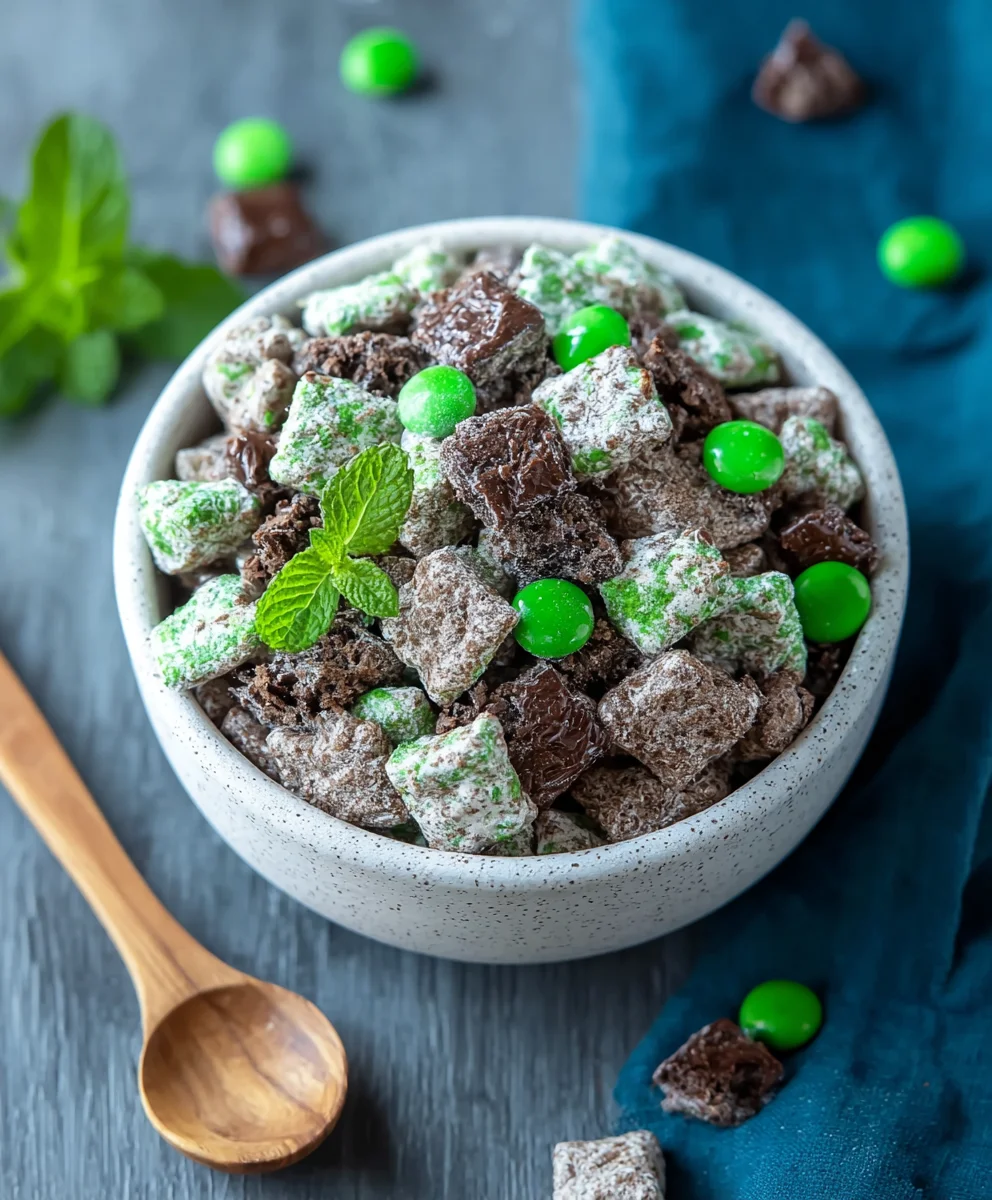 Mint Chocolate Muddy Buddy-Easy Festive Treat
