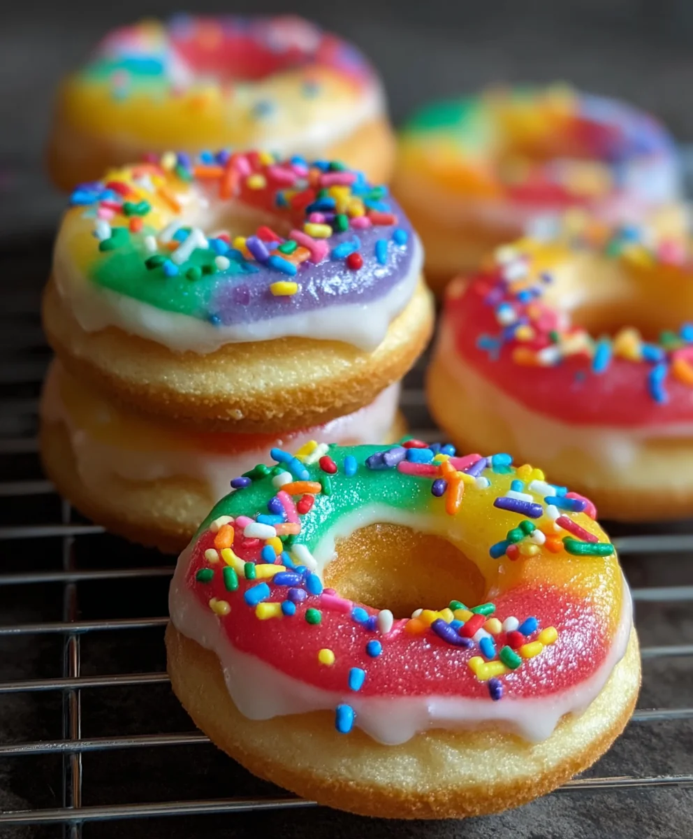 Mini Rainbow Vanilla Bean Donuts-Sweet & Easy Recipe
