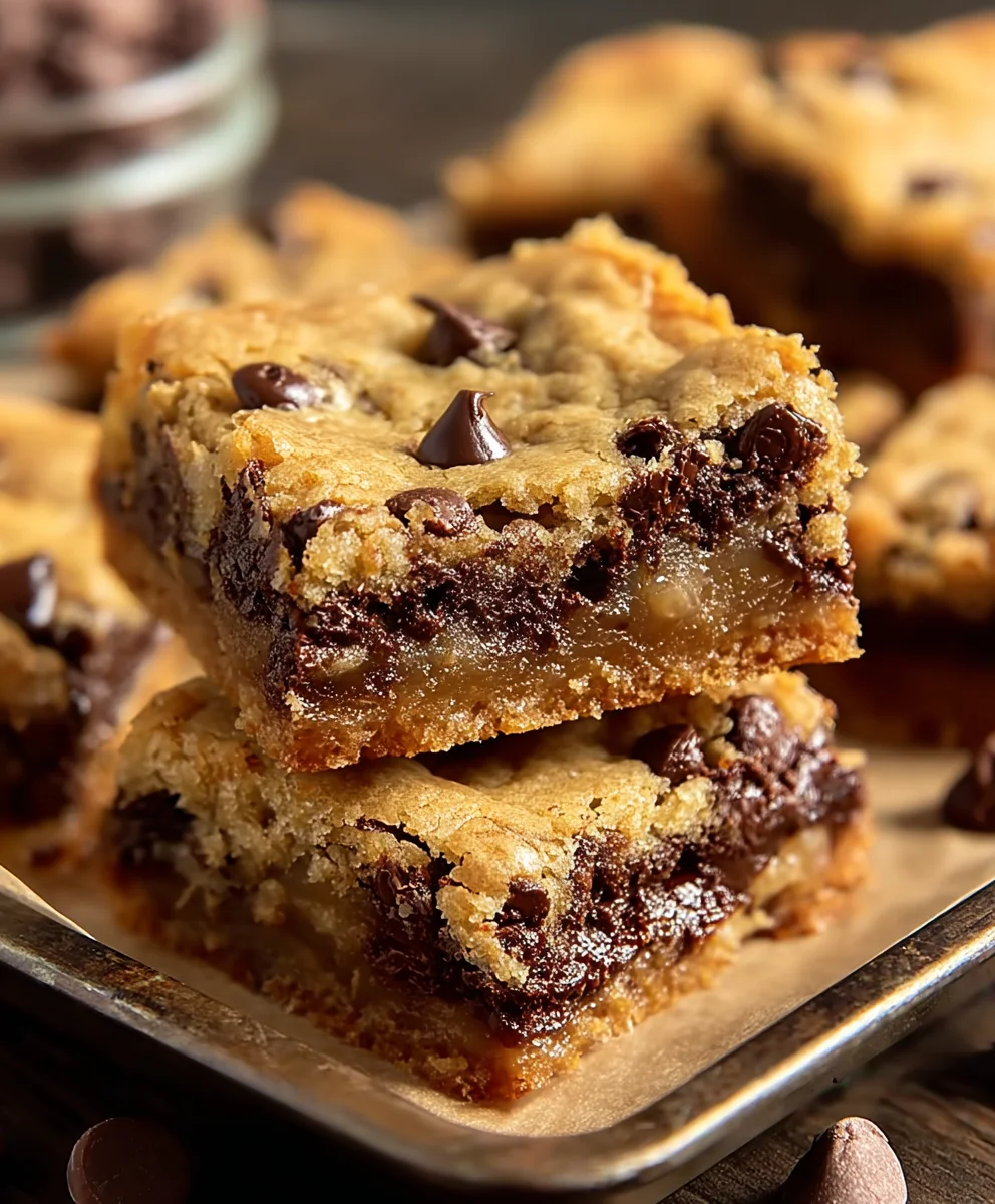 Gooey Chocolate Chip Cookie Bars-Easy Recipe