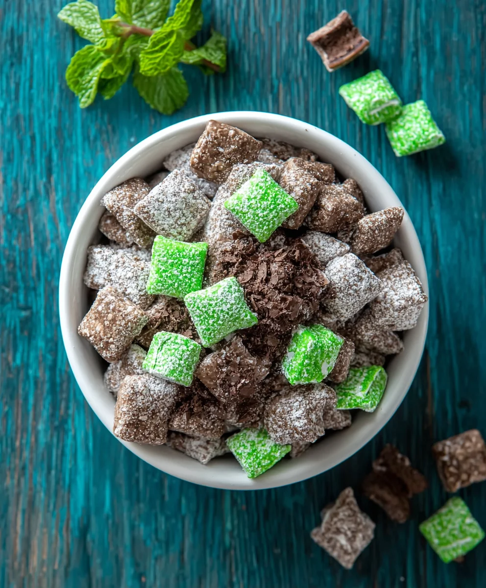Mint Chocolate Muddy Buddy-Easy Festive Treat