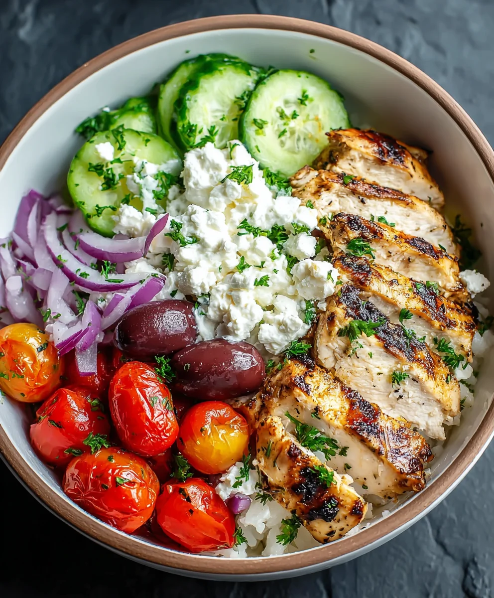 Greek Chicken Cottage Cheese Bowl-Healthy Meal