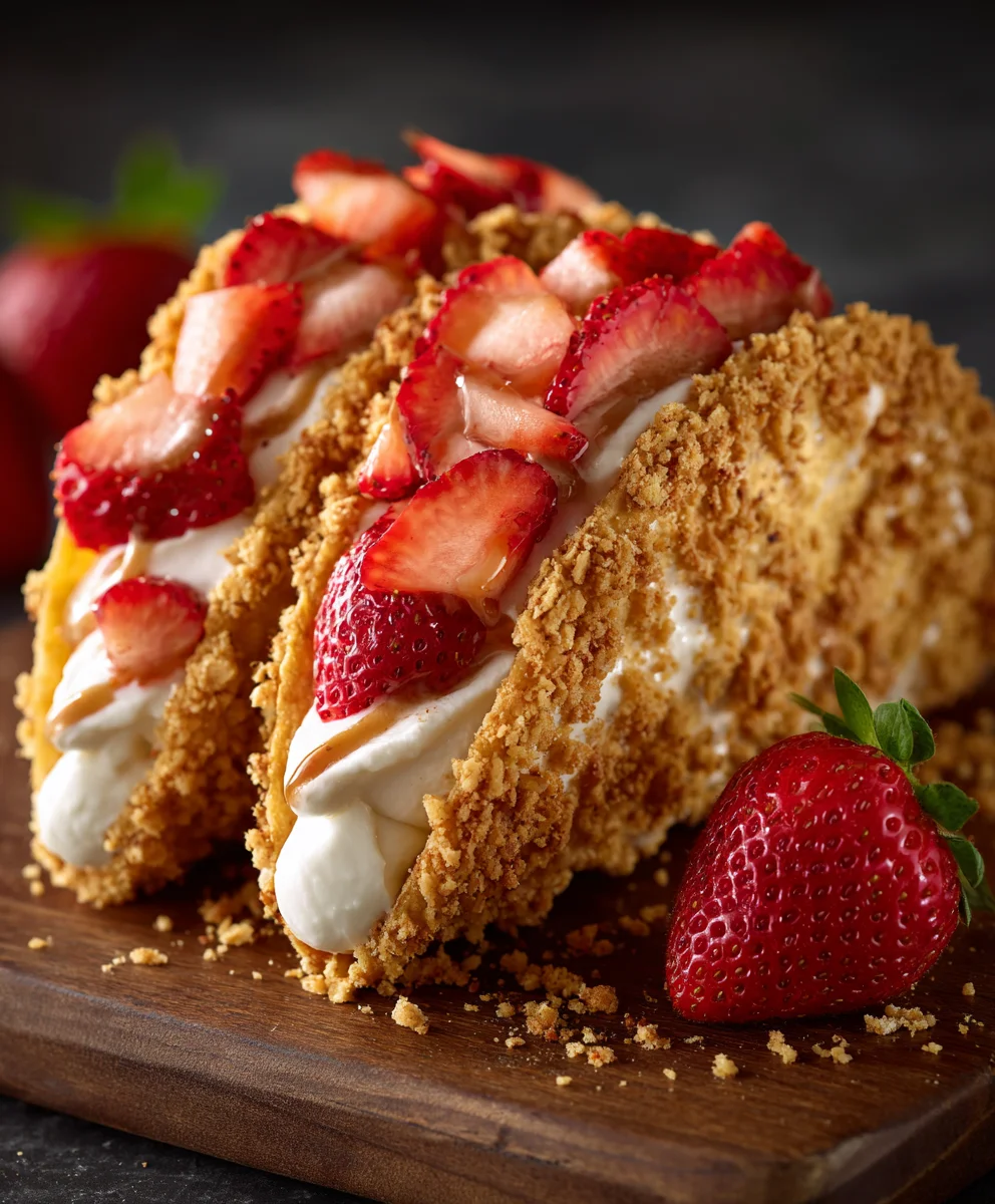 Strawberry Crunch Cheesecake Tacos - Sweet Treat