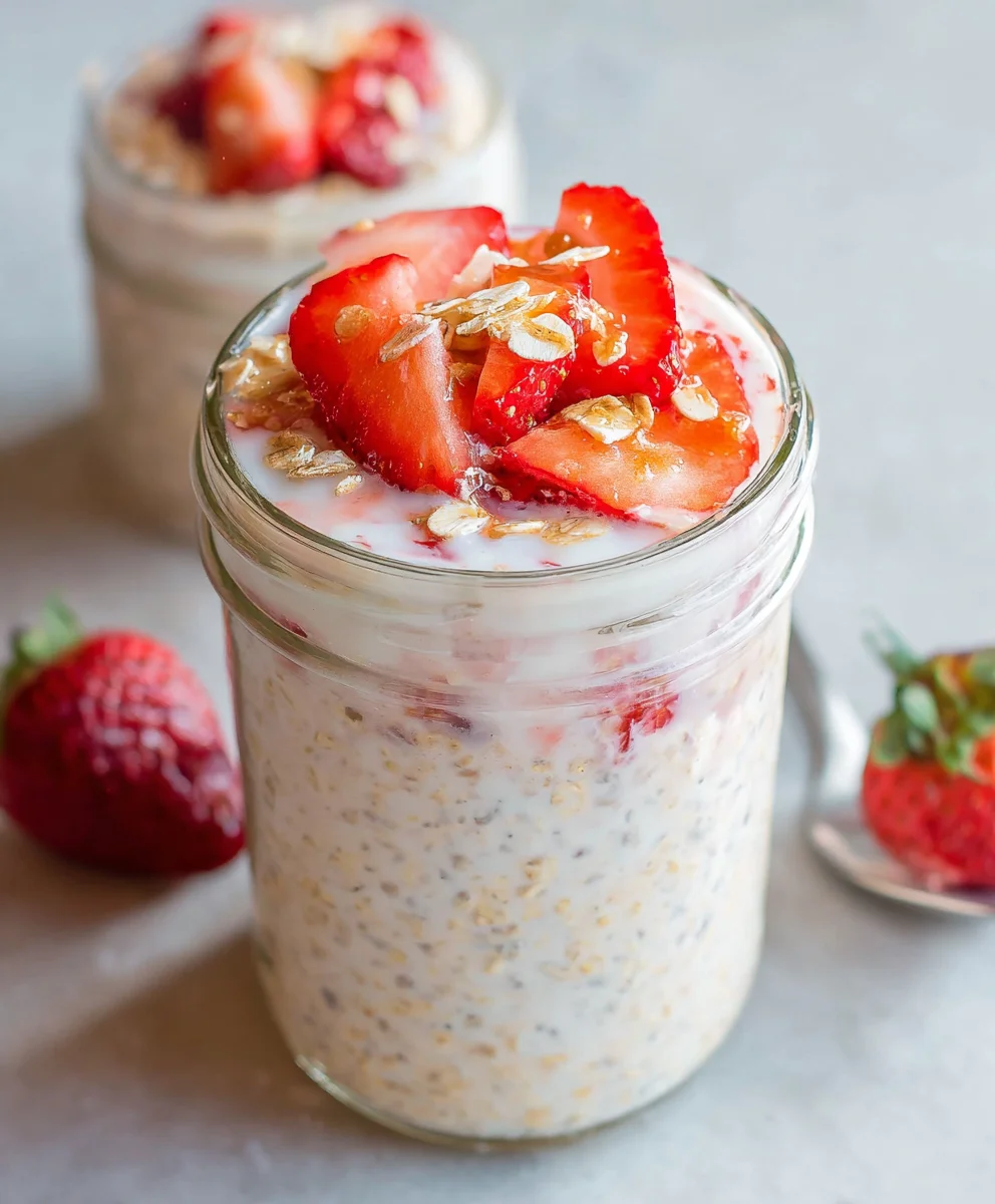 Strawberry Cheesecake Overnight Oats - Easy Breakfast Recipe