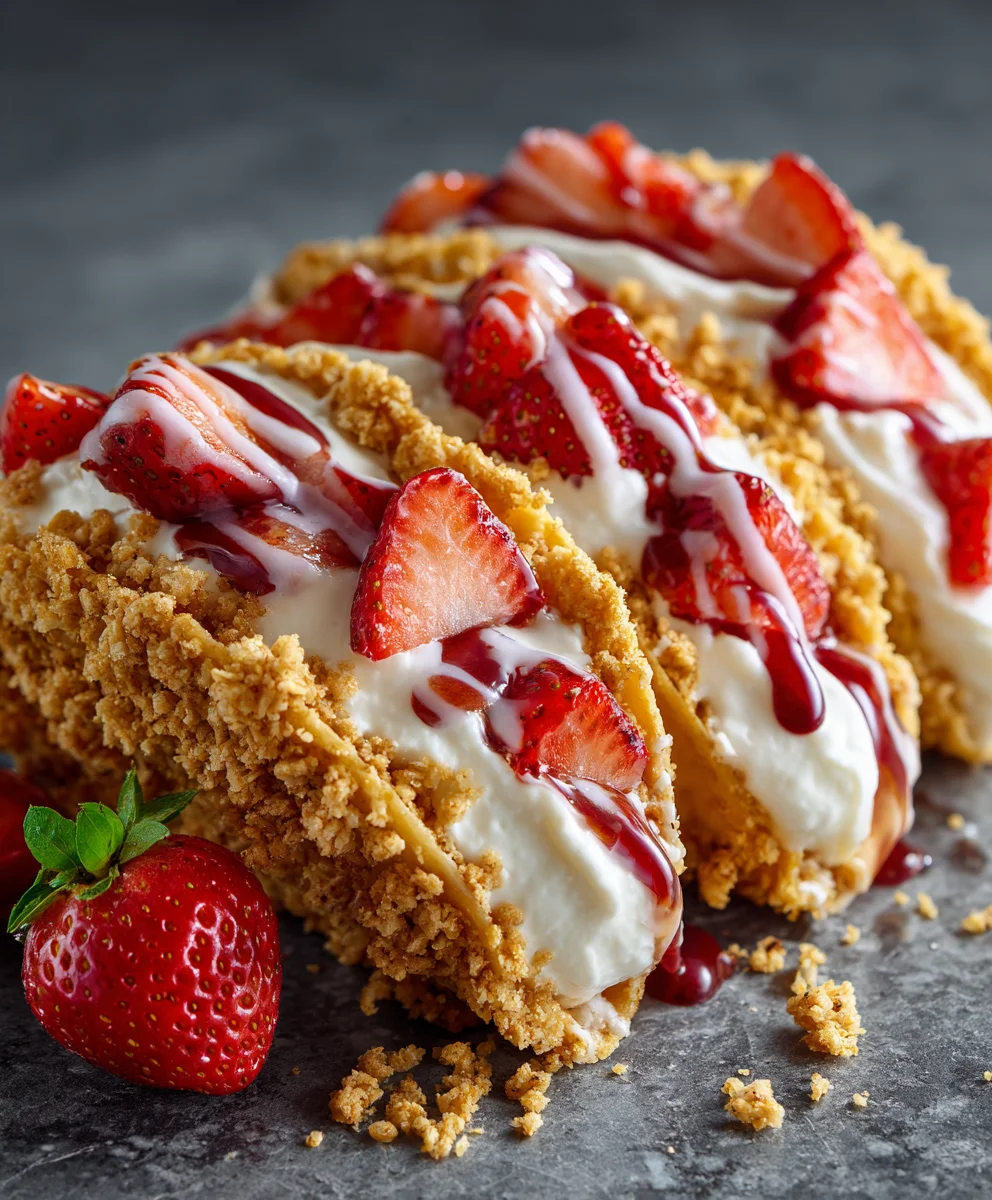 Strawberry Crunch Cheesecake Tacos - Sweet Treat