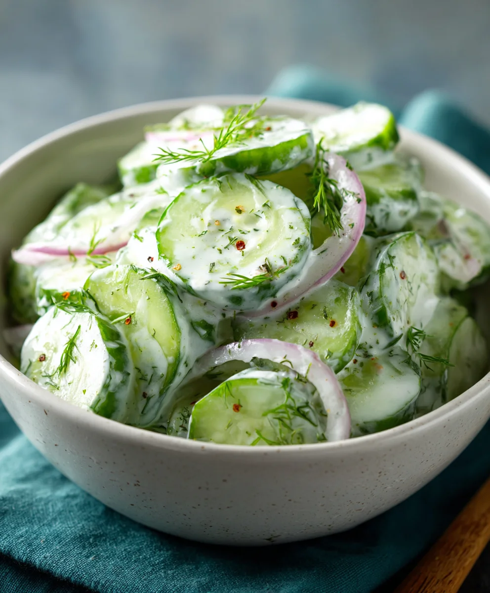 Creamy Cucumber Salad- Refreshing & Easy Recipe