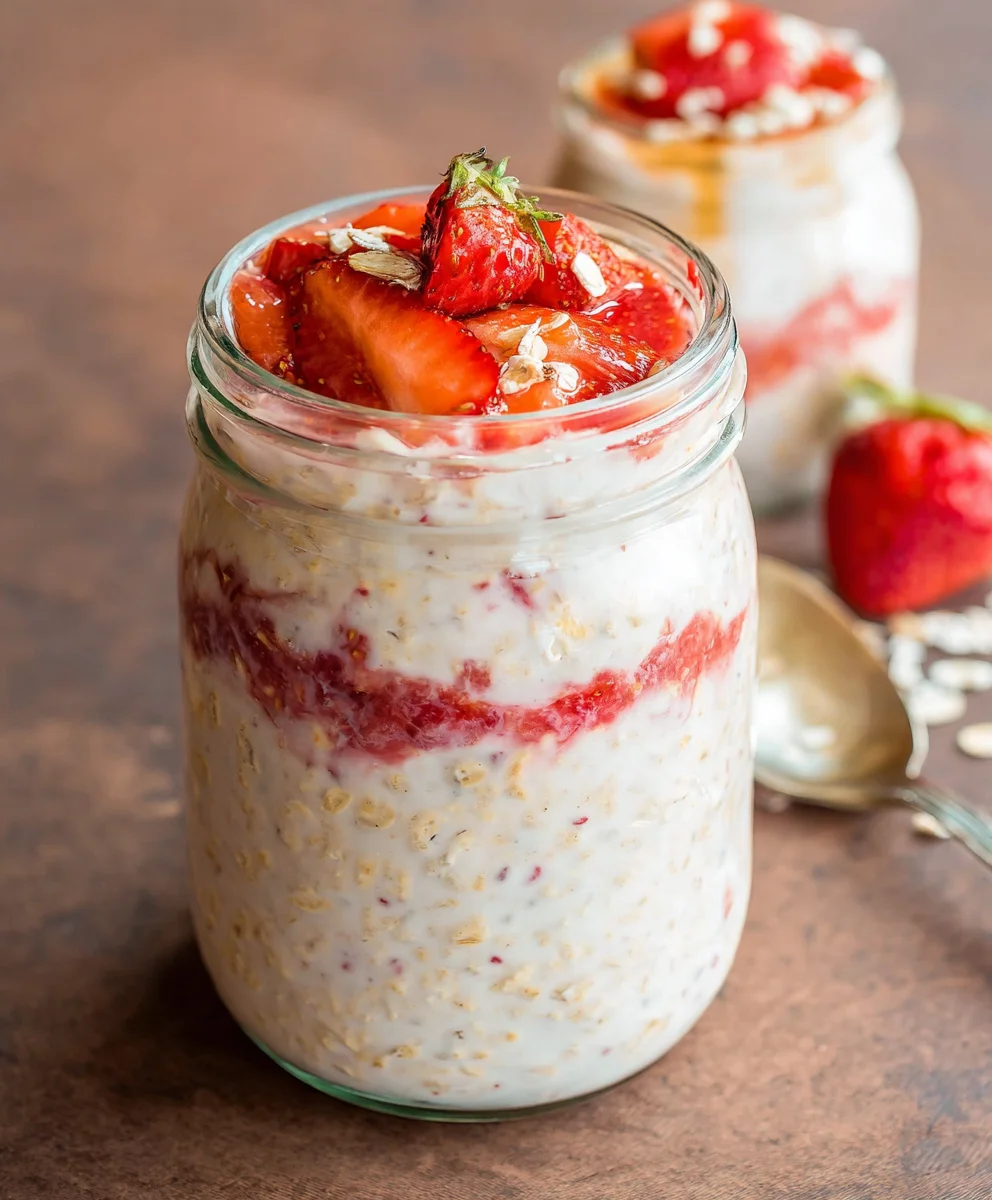 Strawberry Cheesecake Overnight Oats - Easy Breakfast Recipe