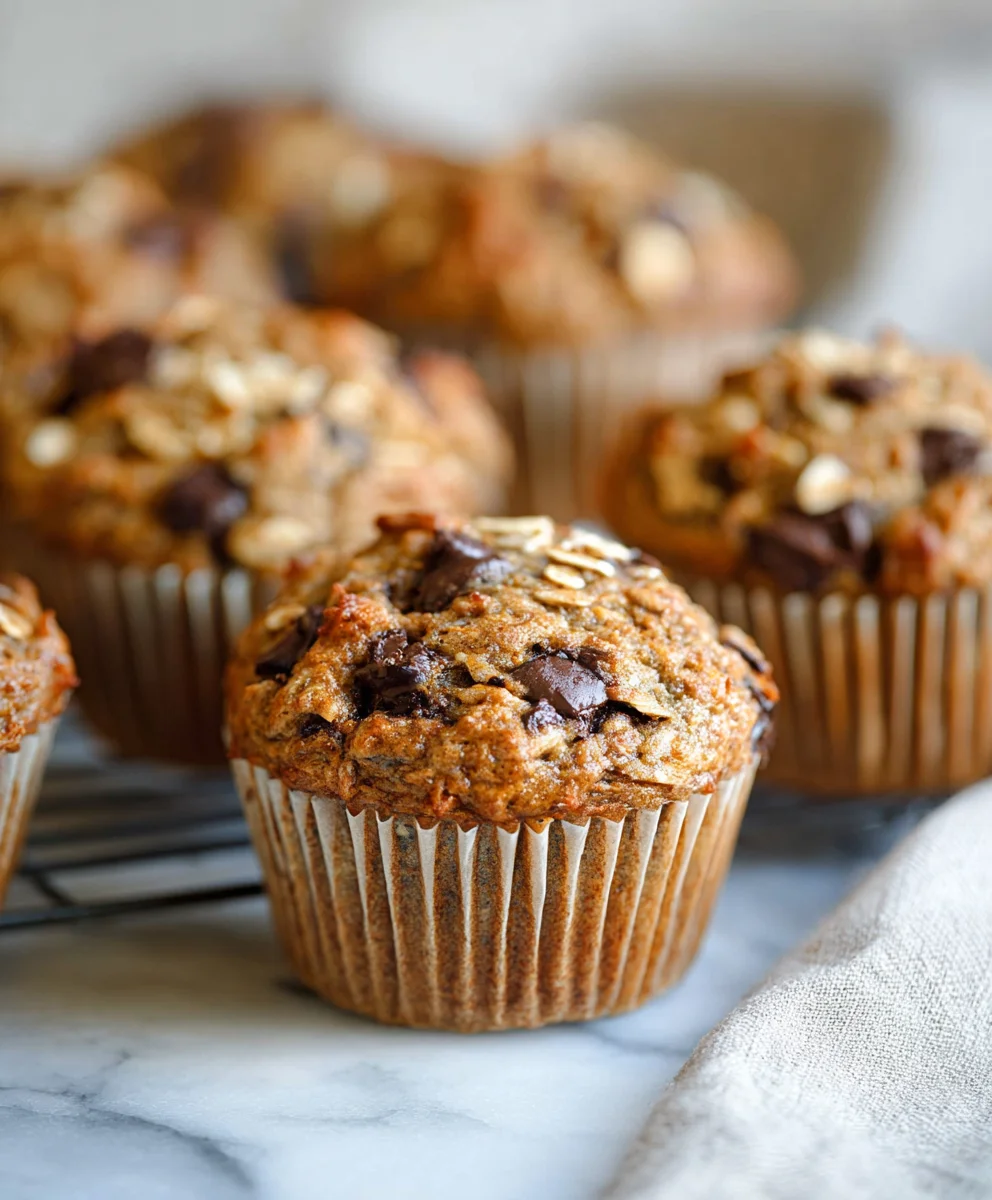 Healthy Banana Oatmeal Muffins - Chocolate Chip Treat