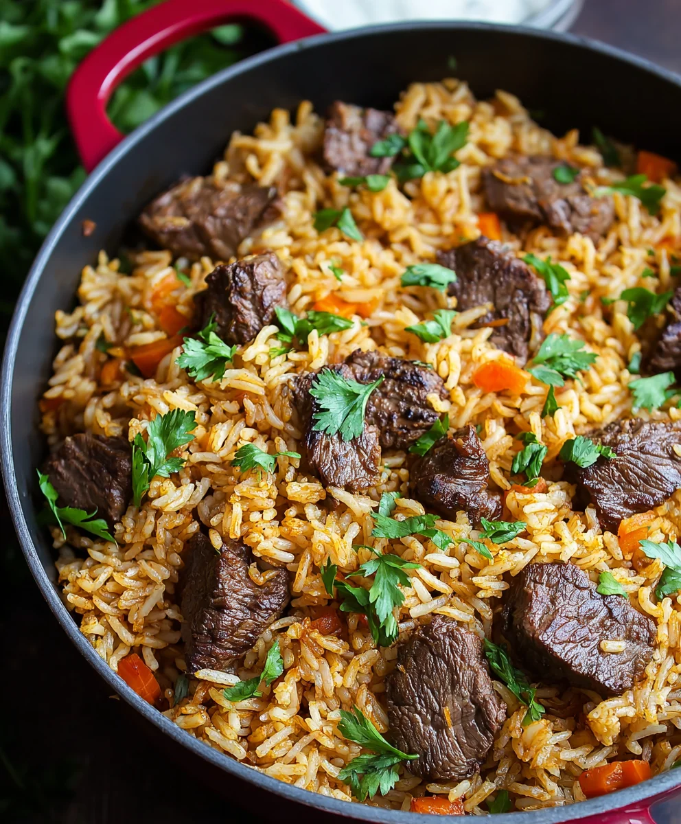 Beef Rice Plov - Savory Uzbek Flavorful One-Pot Meal
