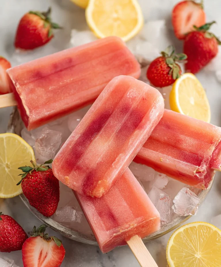 Strawberry Lemonade Popsicles-Sweet & Tart Treat