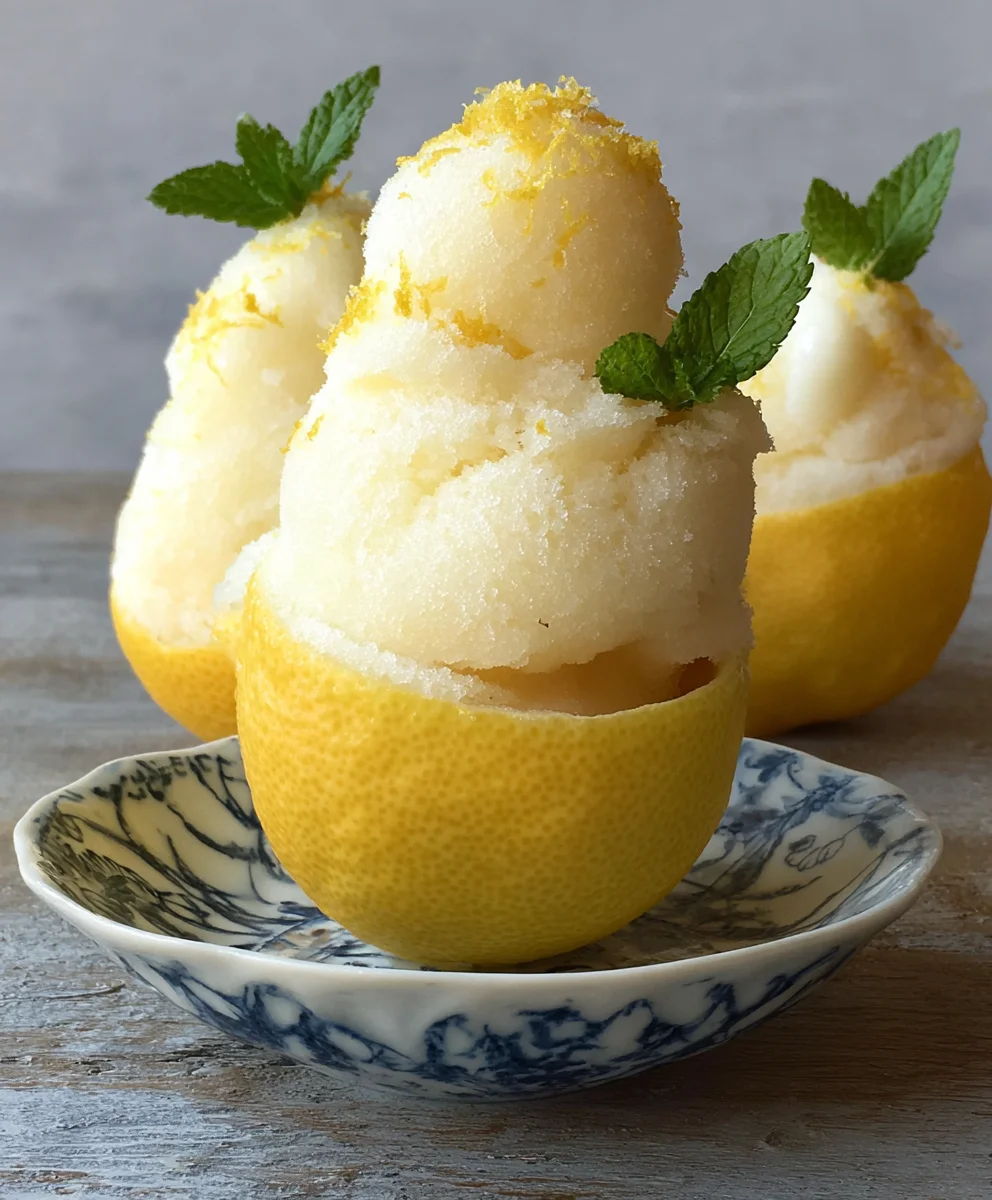 Lemon Sorbet-Frozen Lemon Shell-Zesty Dessert