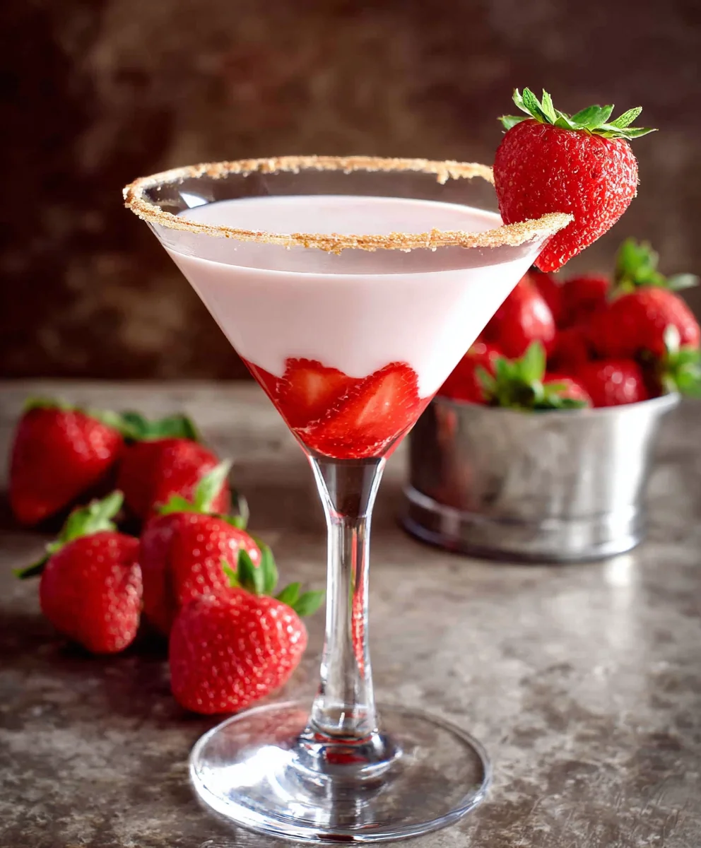 Strawberry Shortcake Martini - Non-Non-Non-Alcoholic Alternativeic Dessert Drink