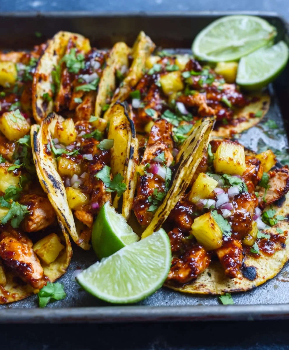 Easy One Pan Chicken Pineapple Tacos Recipe