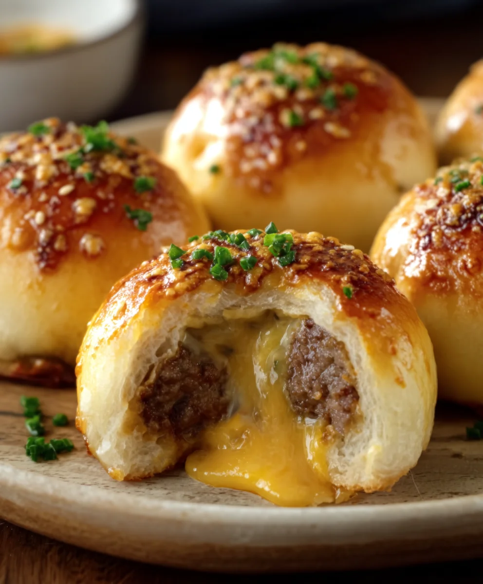 Garlic Parmesan Cheeseburger Bombs- Easy Recipe