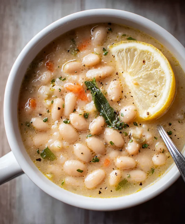 Greek White Bean Soup – Garlic Lemon Flavor