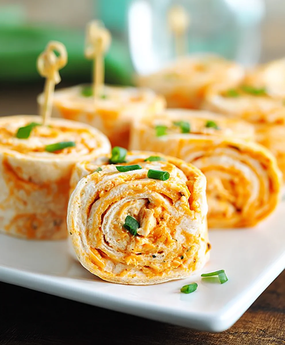 Spicy Buffalo Chicken Tortilla Pinwheels - Easy Appetizer