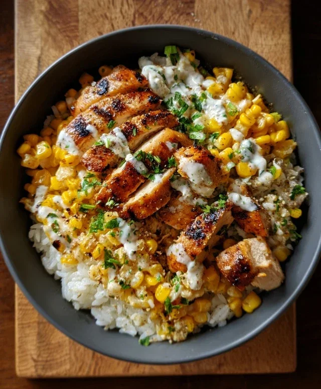 Street Corn Chicken Rice Bowl