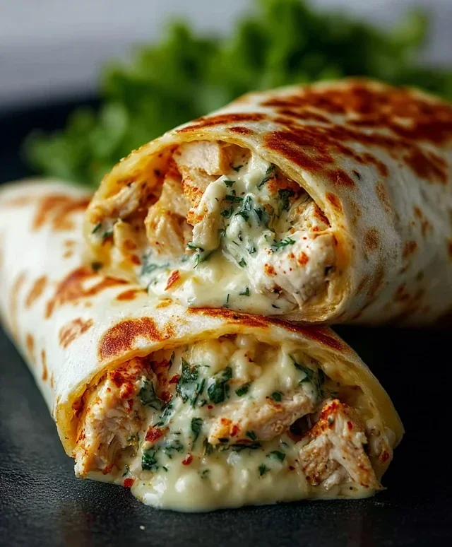 Low Carb Cheesy Garlic Chicken Wraps
