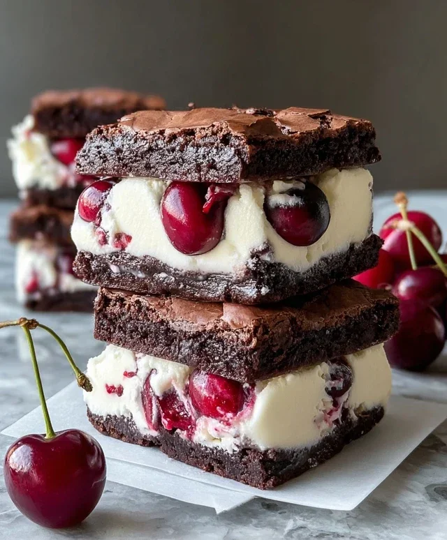 Cherry Brownie Ice Cream Sandwiches