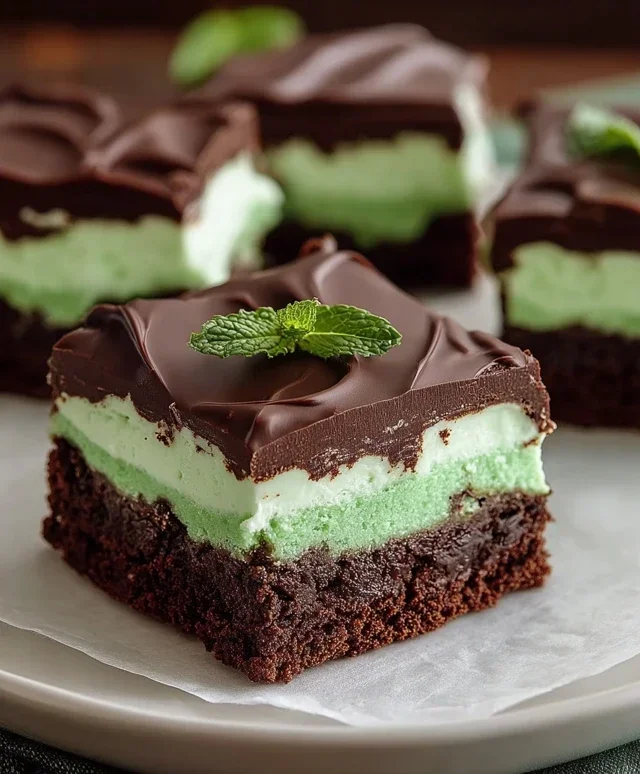Triple-layer chocolate mint squares