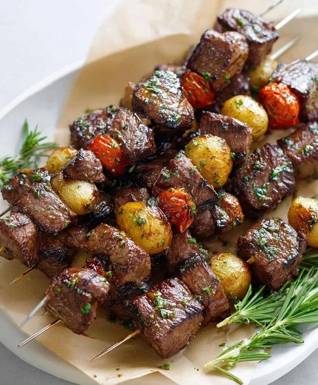 Rosemary Garlic Steak Kebabs