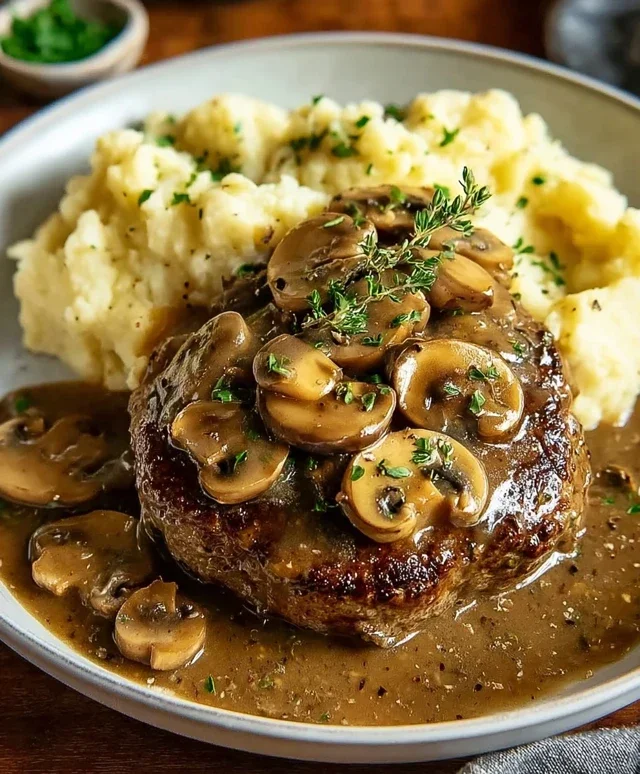 Bobby Flay’s Salisbury Steak Recipe with Mushroom Gravy