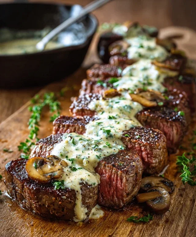 Garlic Butter Steak With Parmesan Cream Sauce