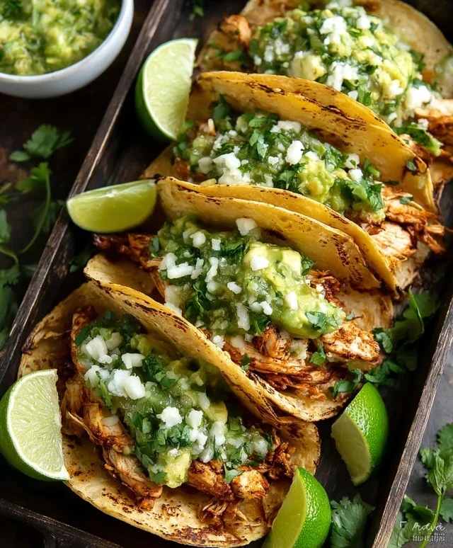 Crispy Poblano Chicken Tacos with Avocado-Jalapeño Salsa