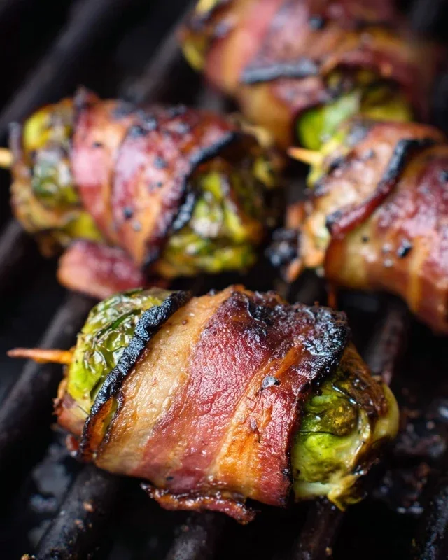 Grilled Beef Beef Bacon Wrapped Brussels Sprouts