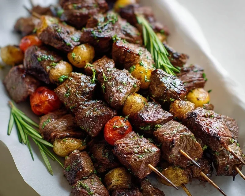 Rosemary Garlic Steak Kebabs