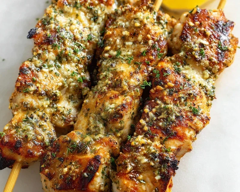 Ranch Garlic Parmesan Chicken Skewers