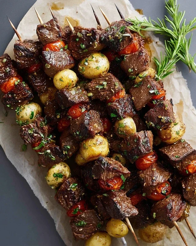 Rosemary Garlic Steak Kebabs