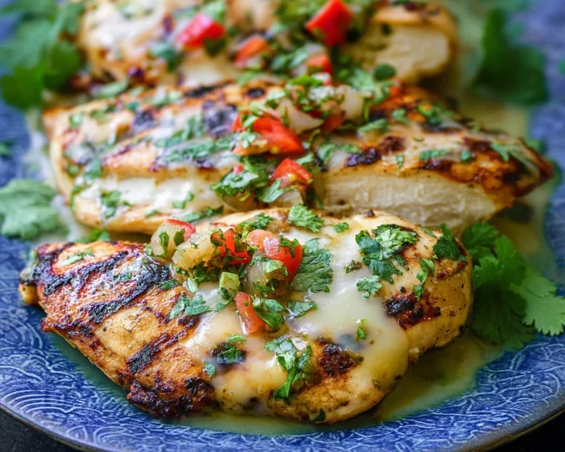 Grilled Salsa Verde Pepper Jack Chicken