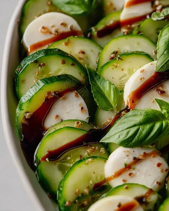 Fresh Cucumber Caprese Salad